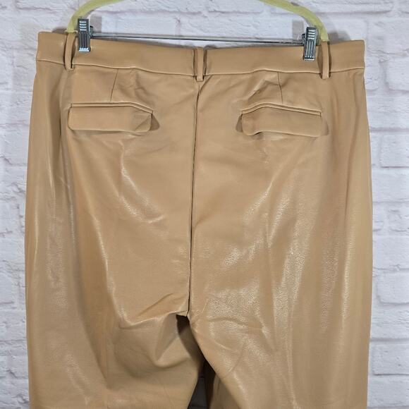 R J.Crew Tan Faux Leather Pants Straight Leg Essential NWT Women's Plus Size 18 - Picture 6 of 10